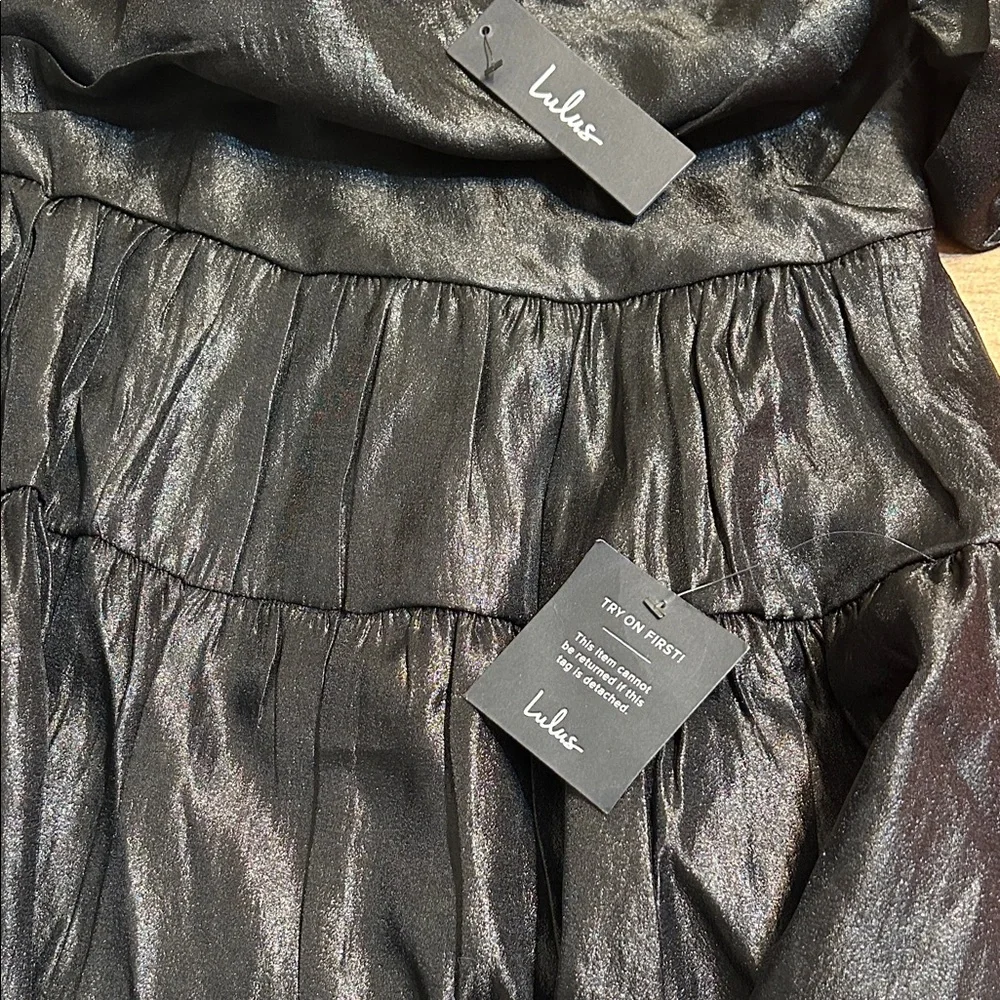 Lulu's Chic Black One-Shoulder Dress cocktail prom dress - Picture 3 of 3